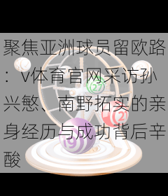 聚焦亚洲球员留欧路：v体育官网采访孙兴慜、南野拓实的亲身经历与成功背后辛酸